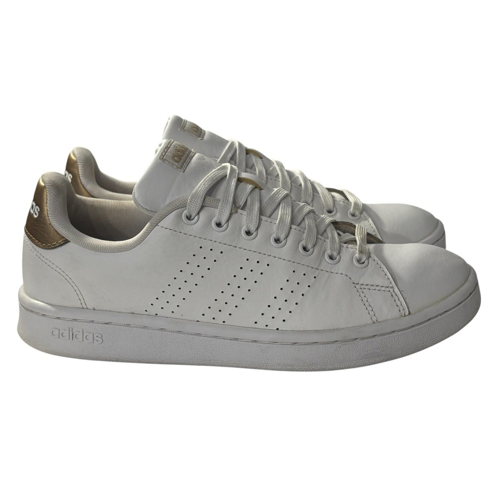 Adidas Advantage White Copper Metallic Womens‎ Casual Tennis Shoes Sneaker Sz 8